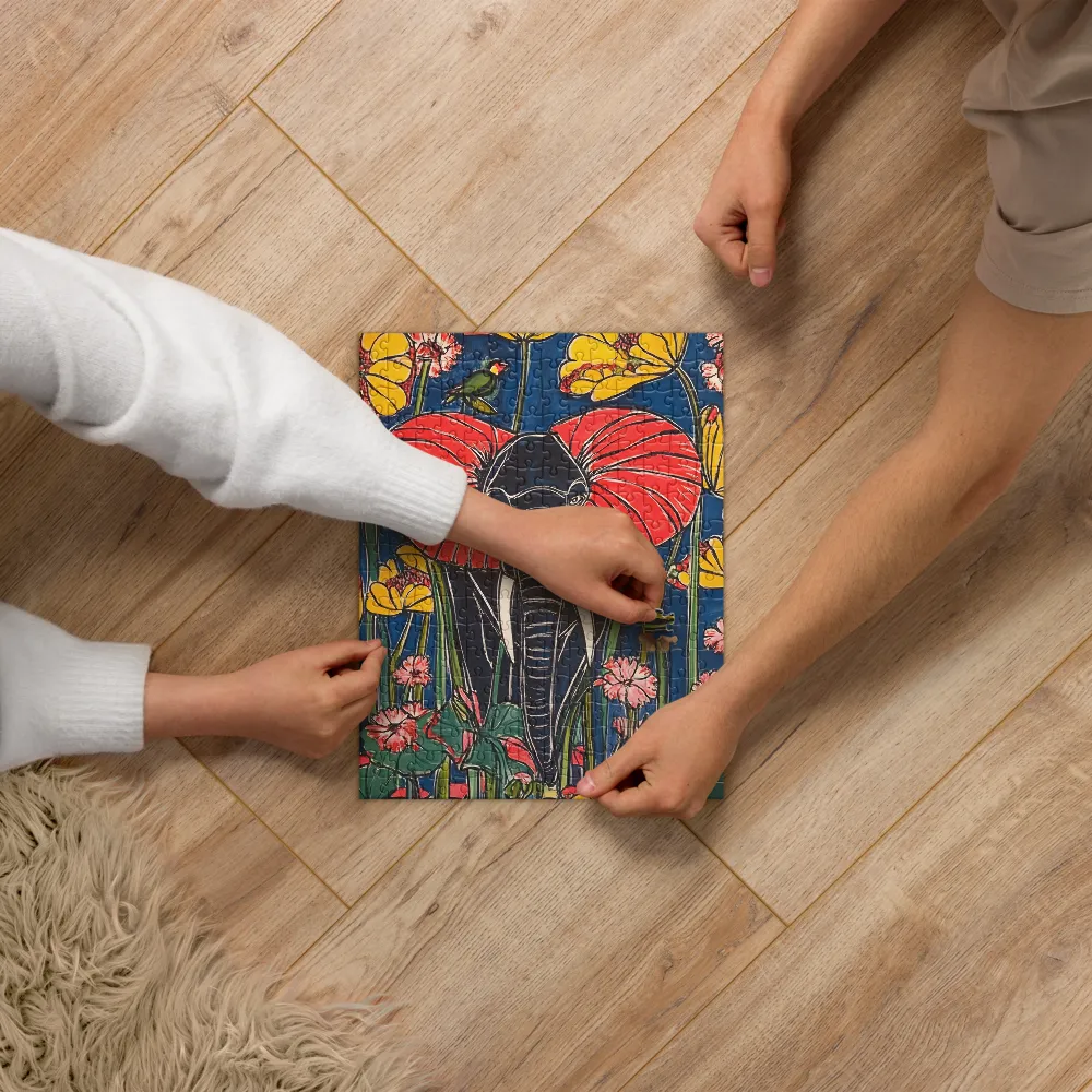 Art Nouveau Jungle Elephant 
 Jigsaw Puzzle