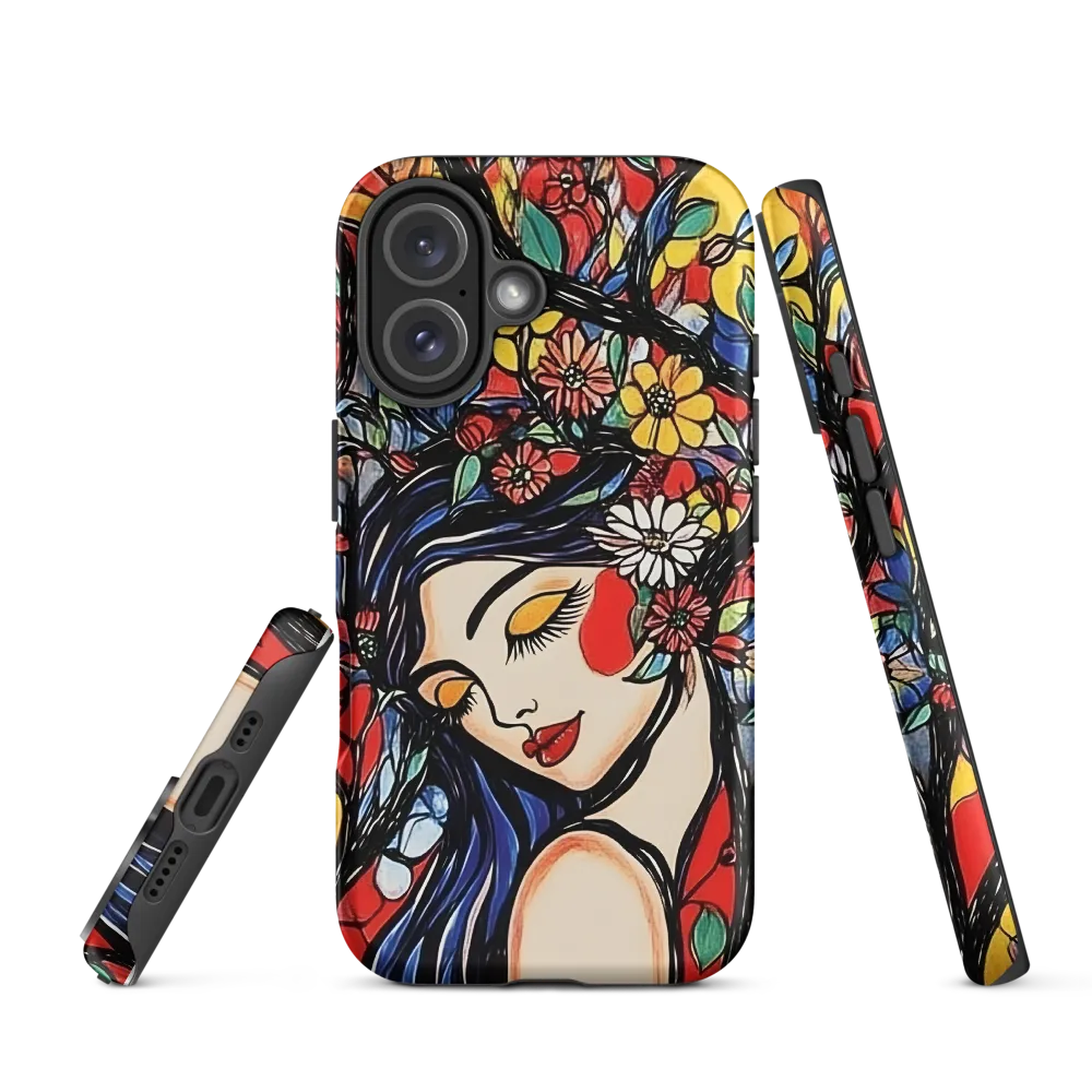 Colorful Floral Woman Illustration | Phone Case