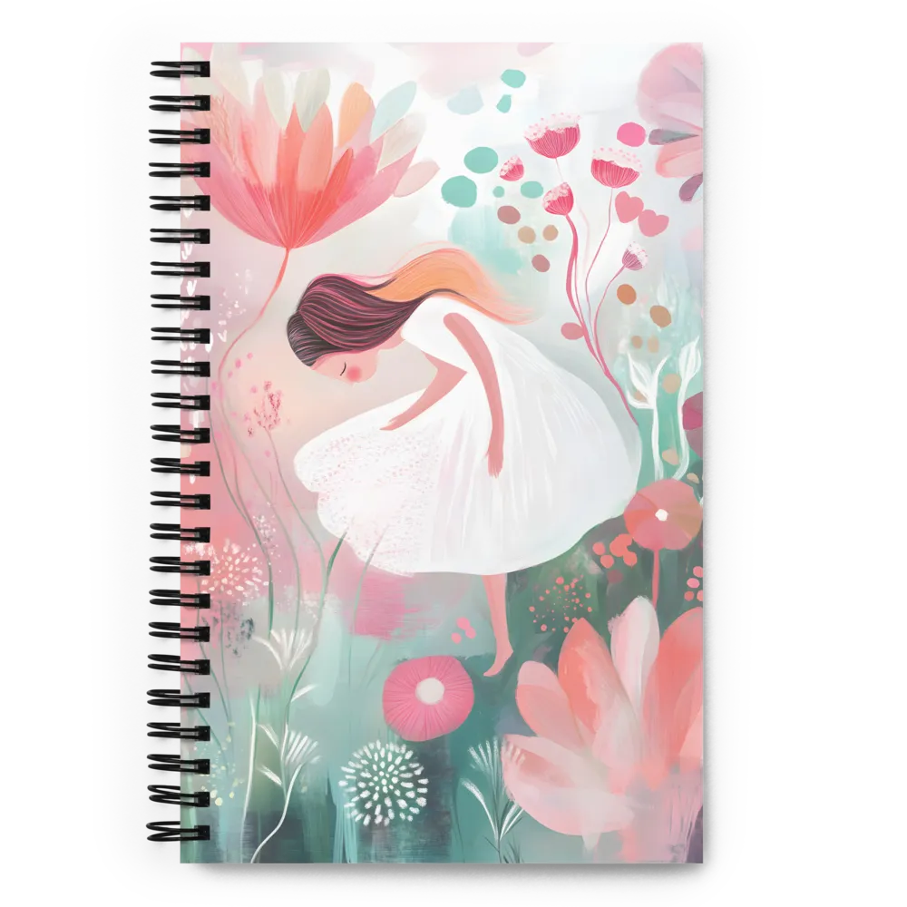 Girl in a Whimsical Garden 
 Spiral Notebook | 140 pages