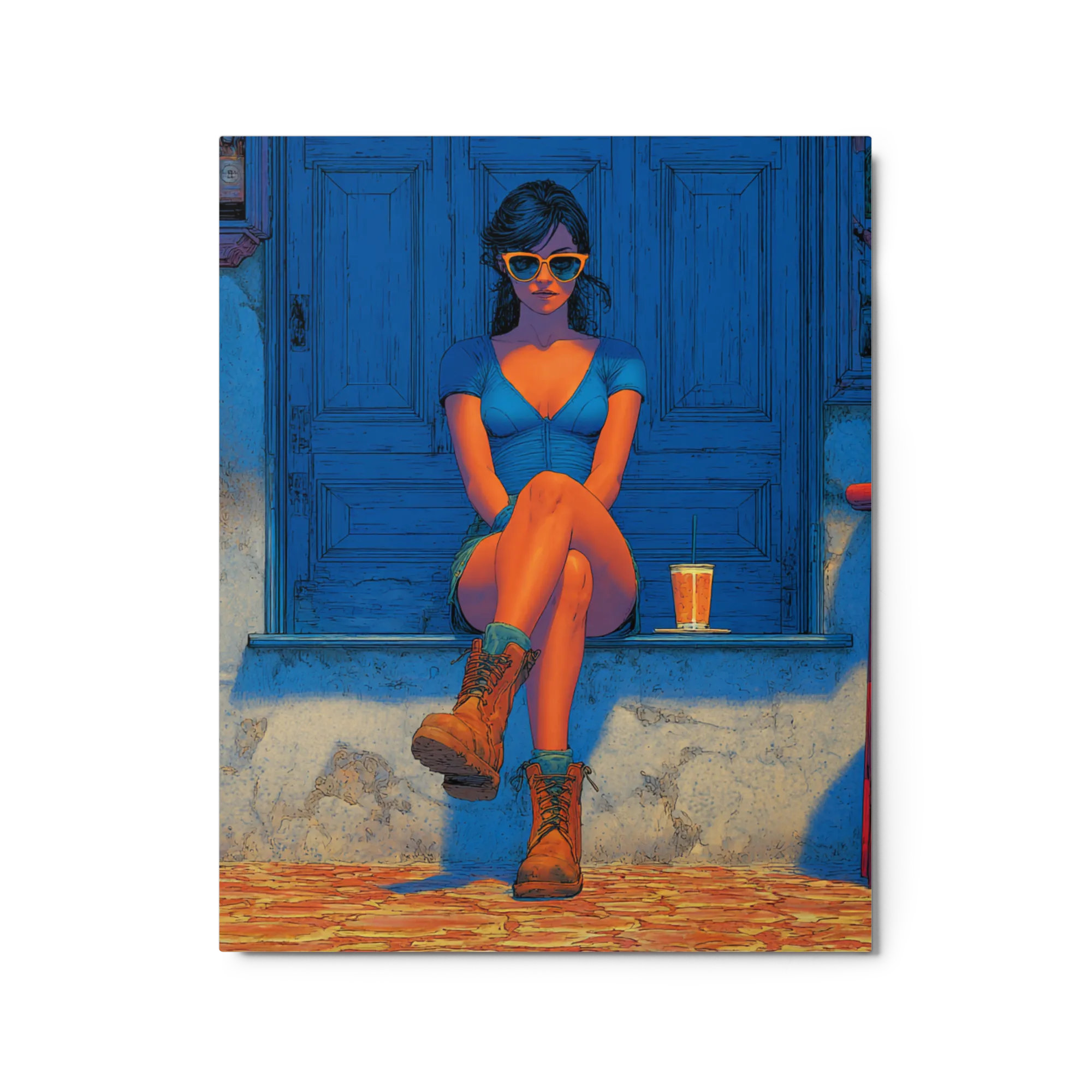 Shades of Azure 
 Canvas with Brown Frame