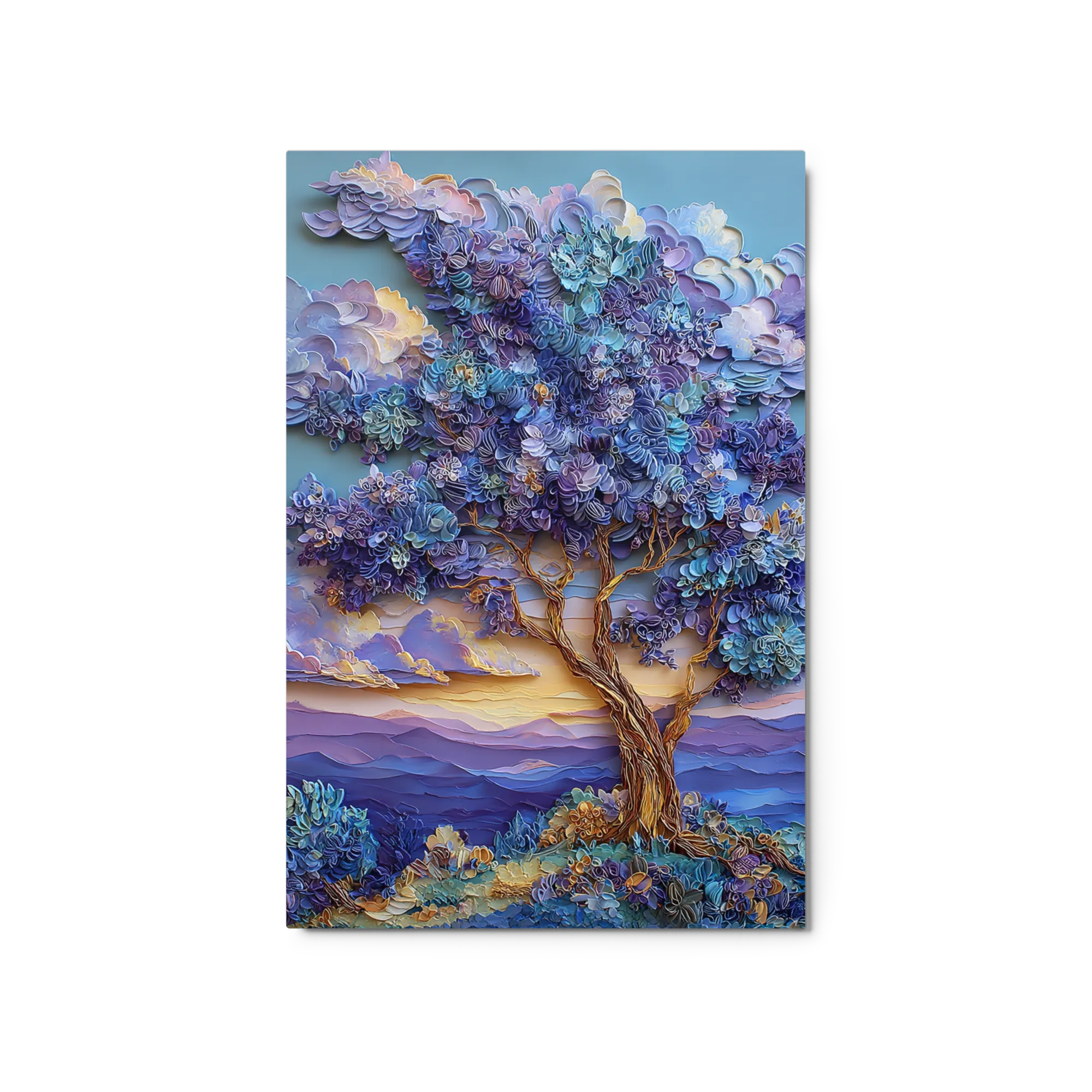 Textured Violet Tree Landscape