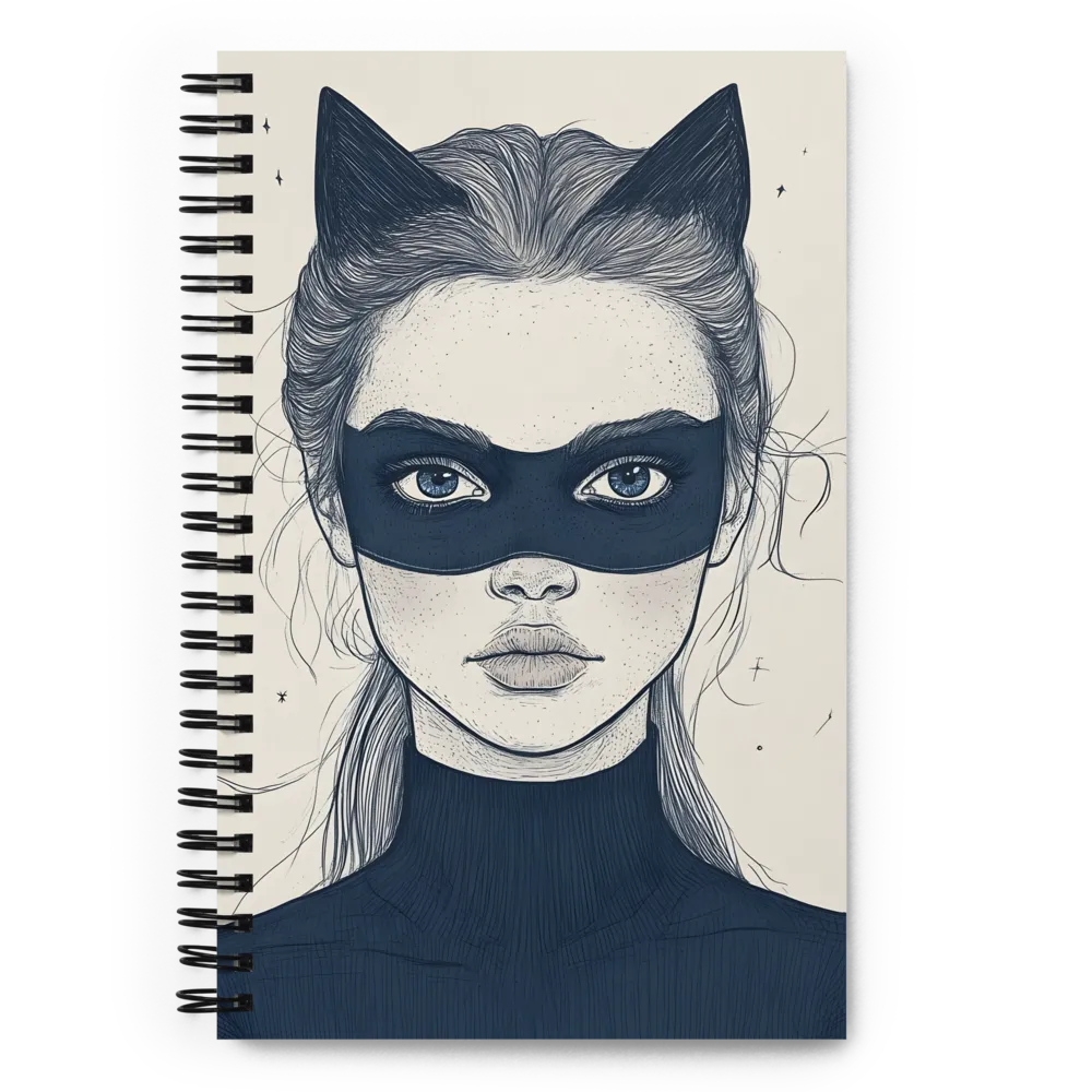Enigmatic Cat Mask Portrait 
 Spiral Notebook | 140 pages