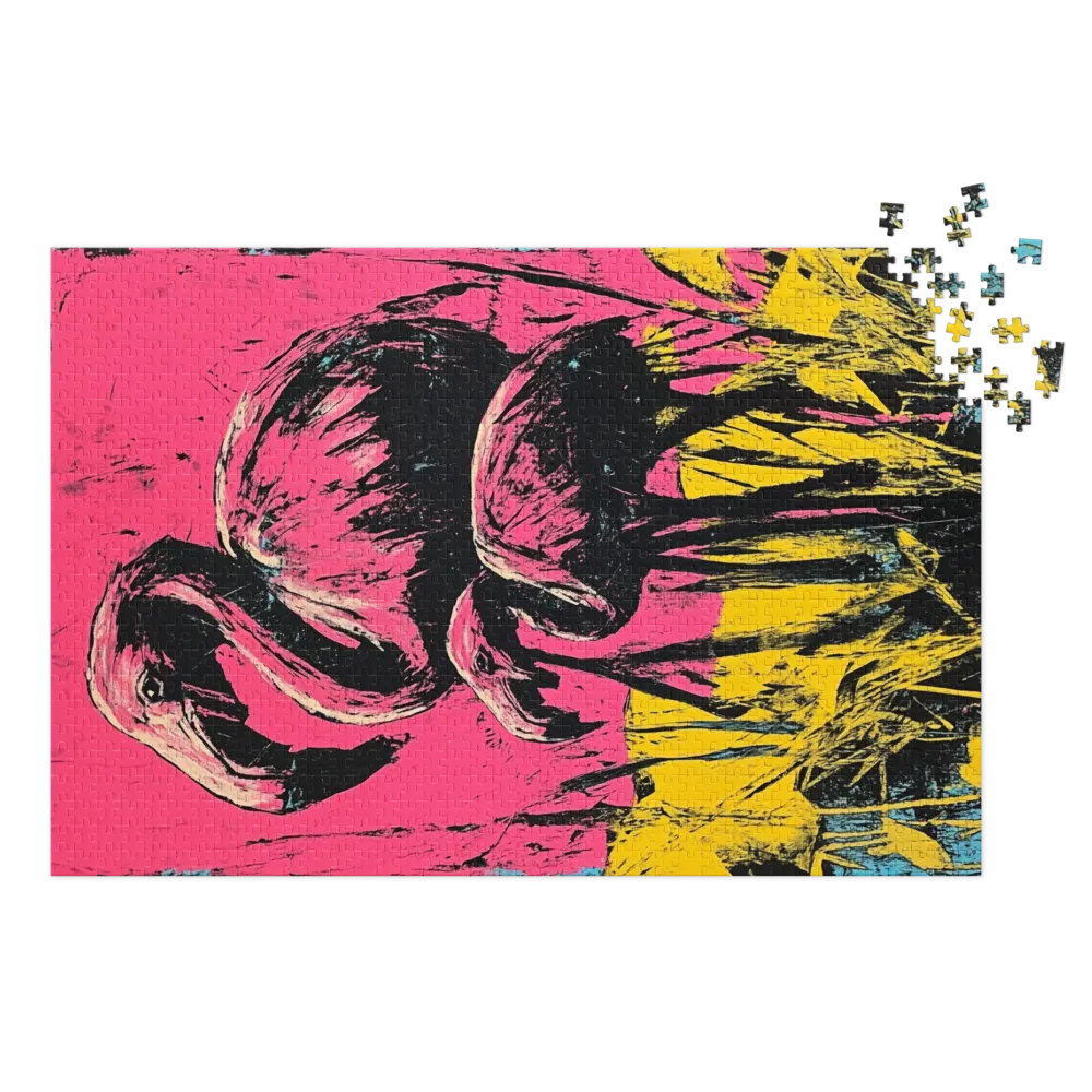 Flamingos em Pop Art 
 Puzzle em caixa de metal