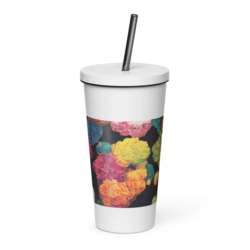 Tapeçaria de peônias néon | Caneca de viagem