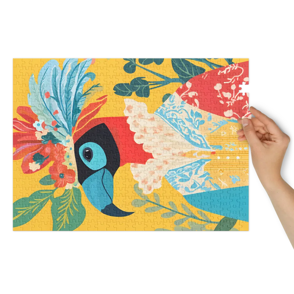 Pássaro Colorido com Coroa Floral | Quebra-cabeça (252/520 peças)