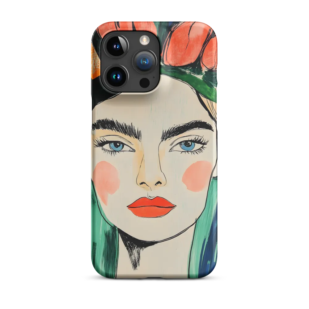 Illustrative Woman Portrait with Flower Crown | Phone Case