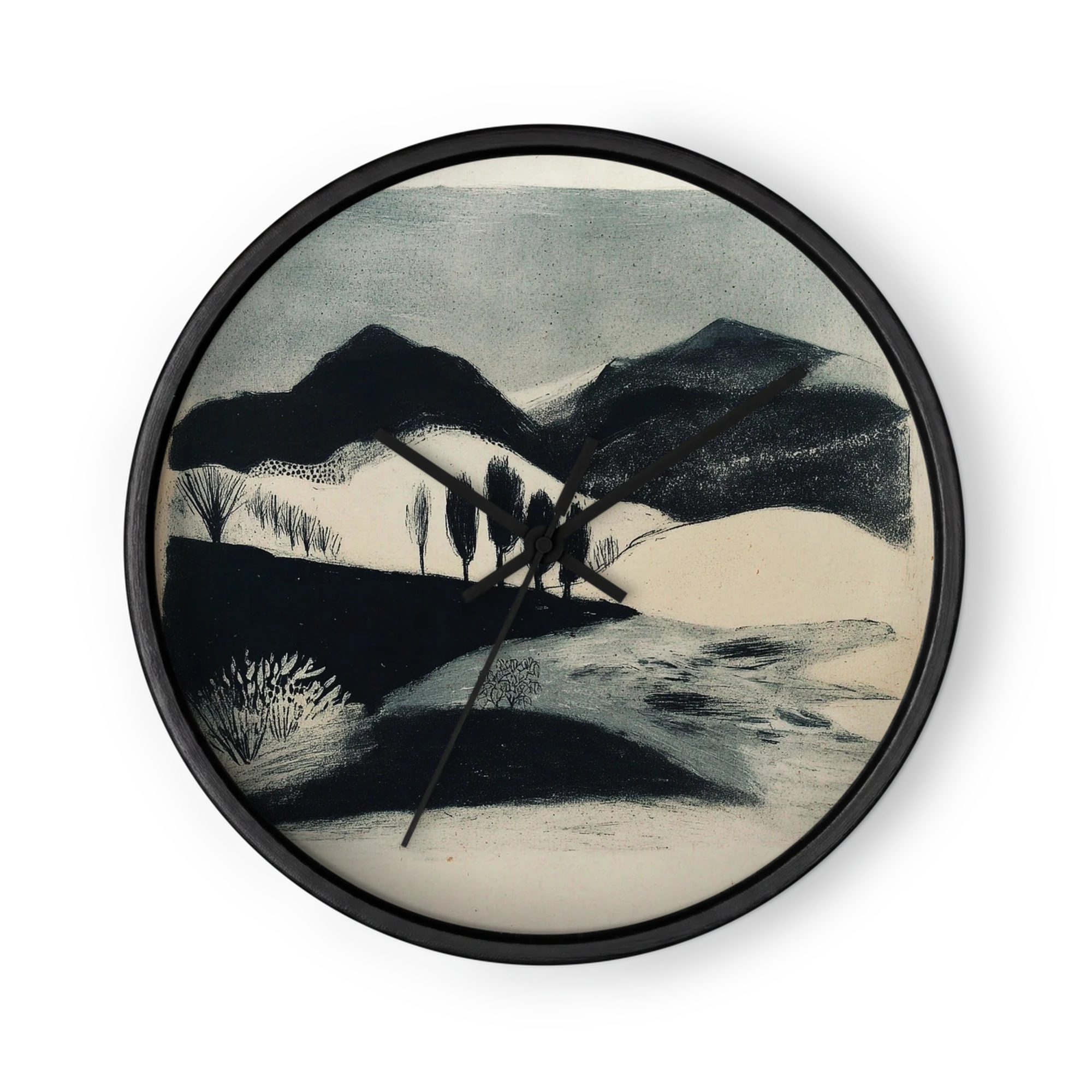 Monochrome Mountain Landscape Print