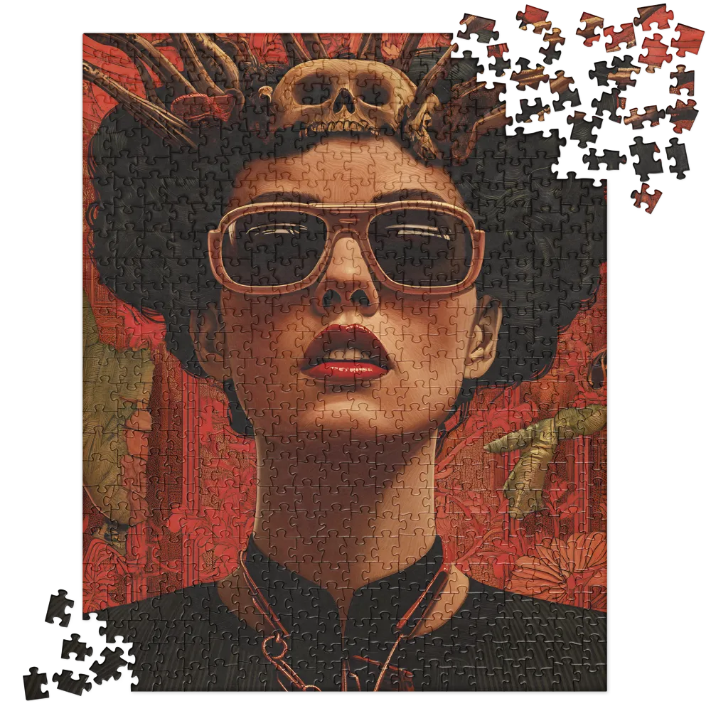 Woman with Skull Headdress 
 Jigsaw Puzzle in Tin Box