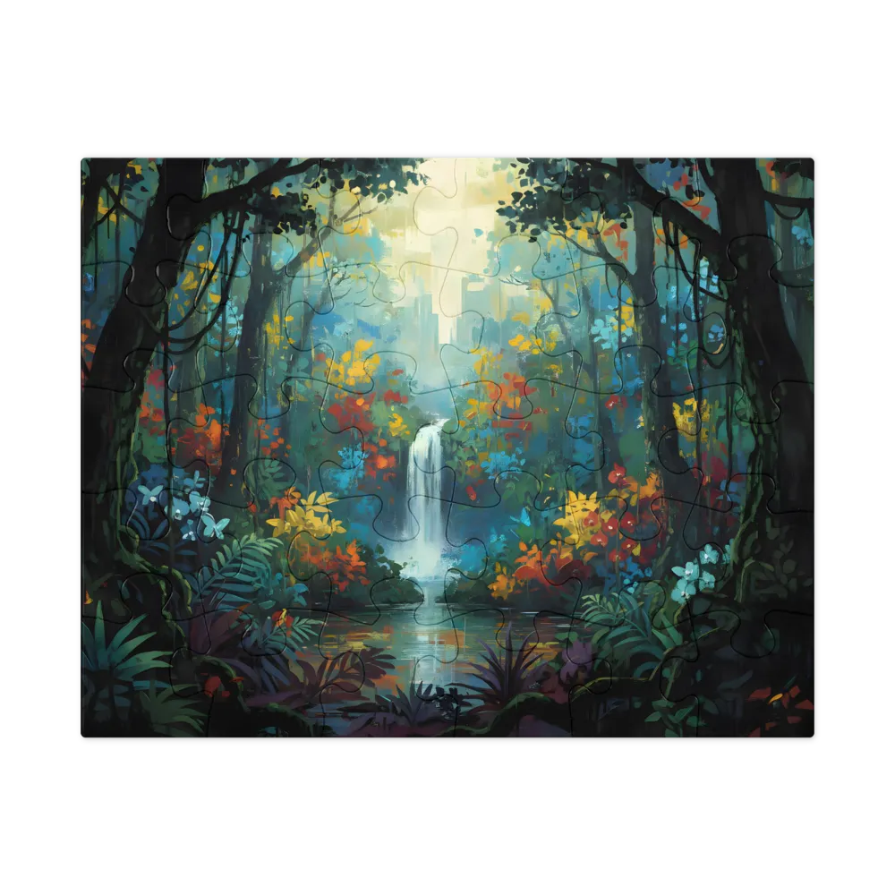 Enchanted Rainforest Waterfall 
 Jigsaw Puzzle in Tin Box