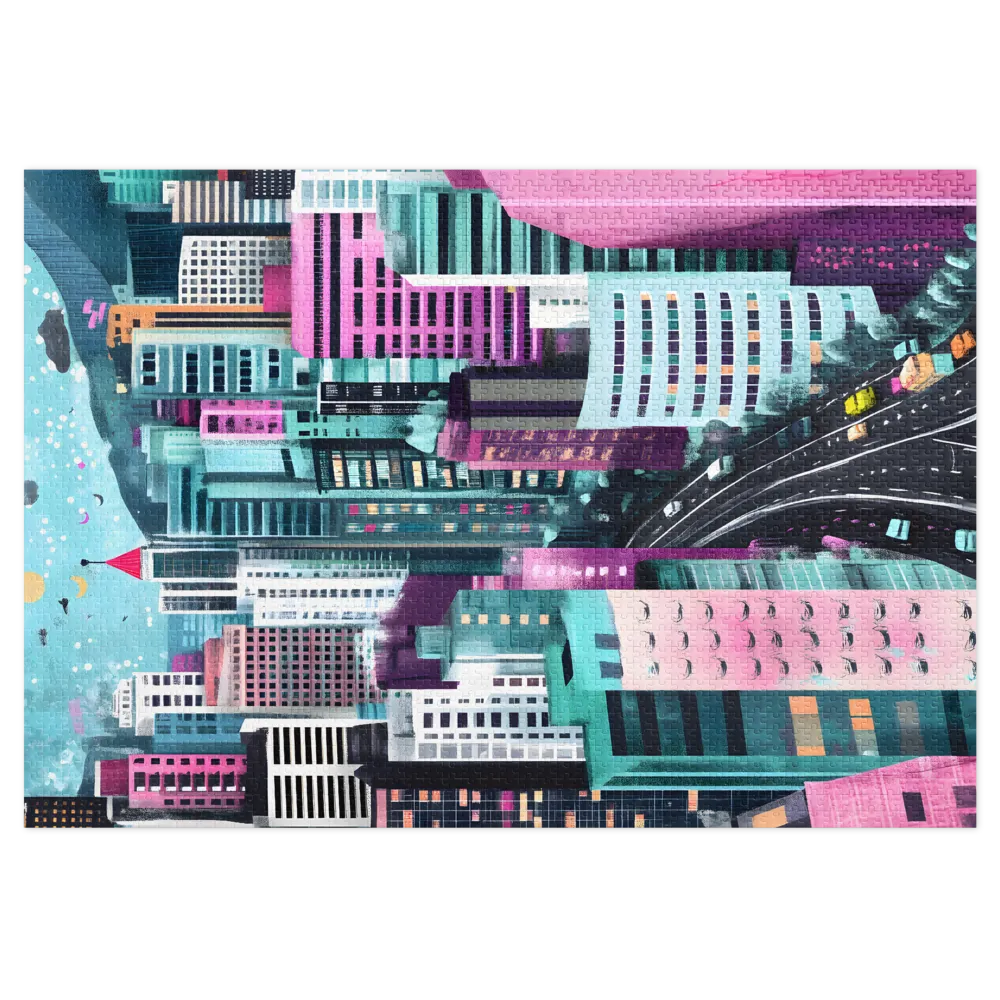 Vibrant Cityscape Dream 
 Jigsaw Puzzle in Tin Box