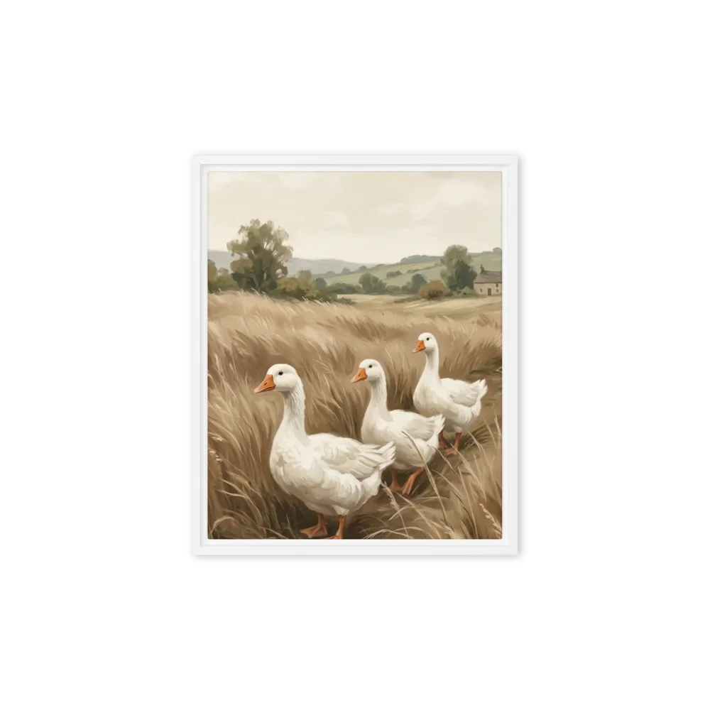 Geese in the Meadow 
 Poster with Red oak Frame | 8″x 10″