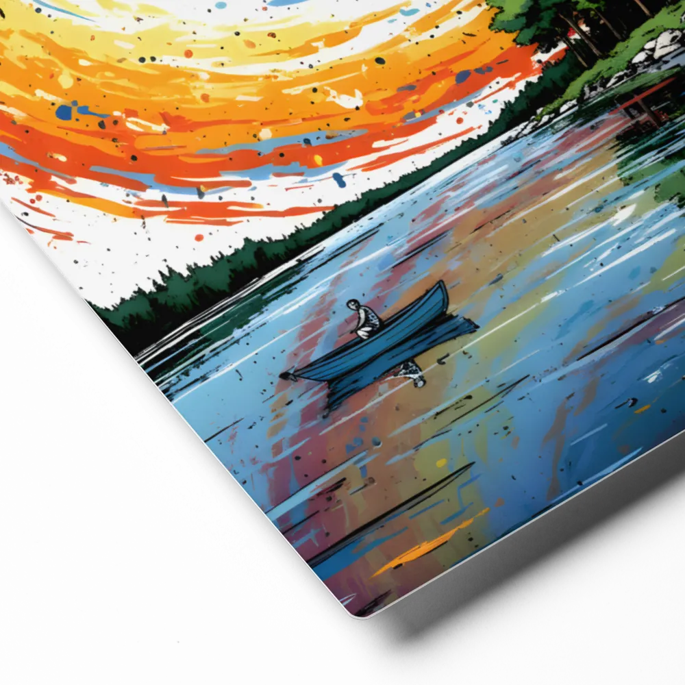 Lakeside Expressionism 
 Canvas with White Frame