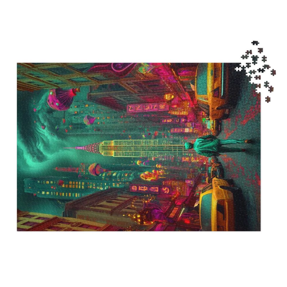 Cidade Neon do Futuro 
 Puzzle em caixa de metal
