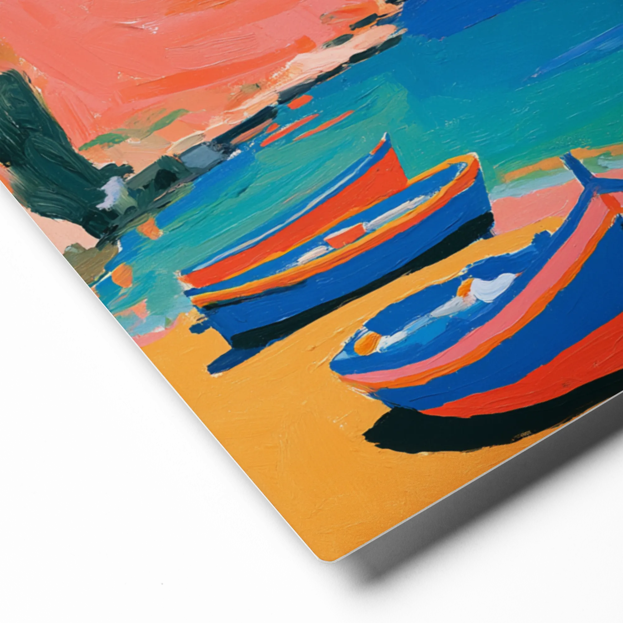 Cove of Azure Boats 
 Canvas with Black Frame