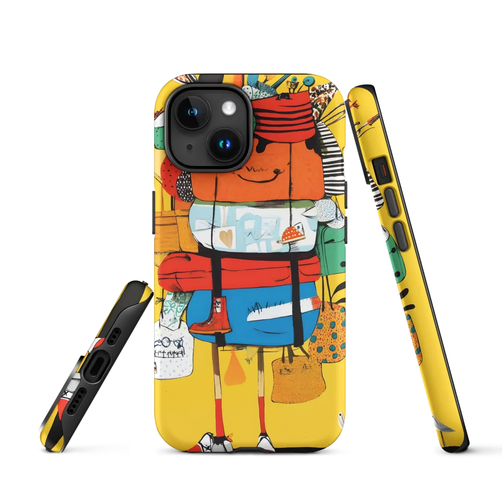 Cheerful Character with Colorful Bags | Phone Case