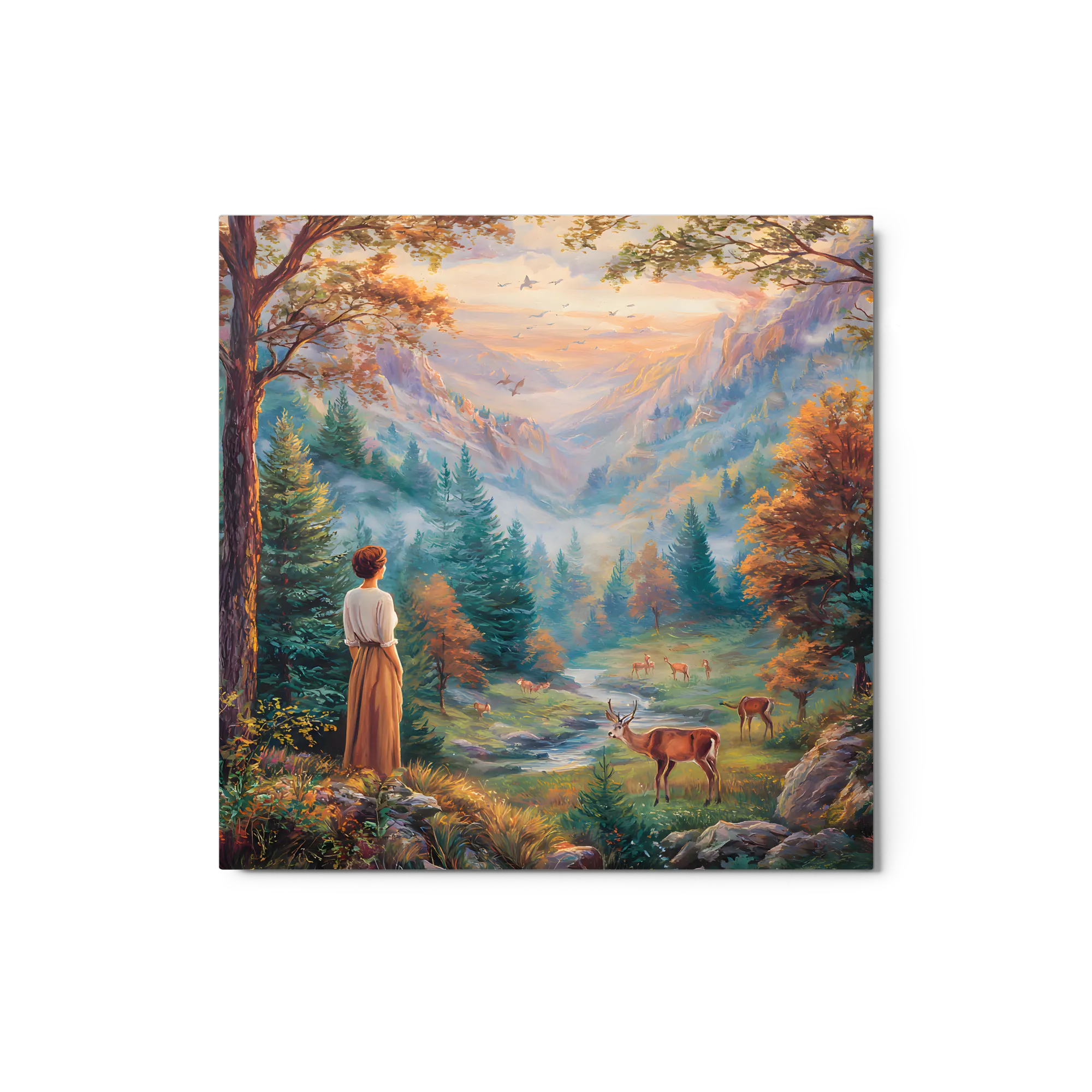 Enchanted Forest Valley 
 Canvas with Brown Frame