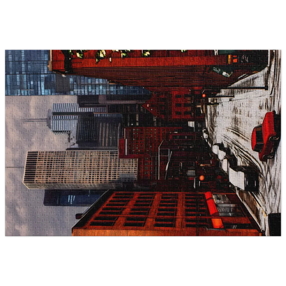 Snowy Cityscape with Red Vehicles | Jigsaw Puzzle (252/520 pieces)