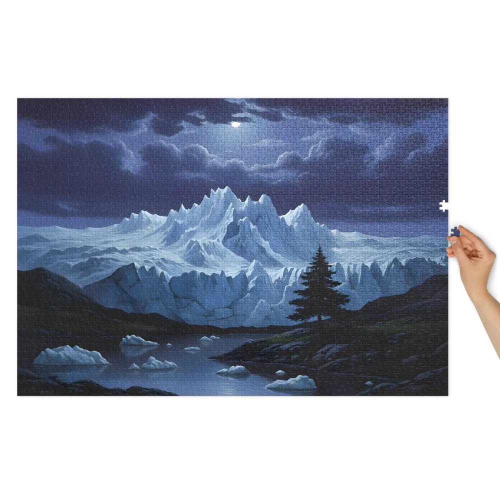 Moonlit Arctic Grandeur 
 Jigsaw Puzzle in Tin Box