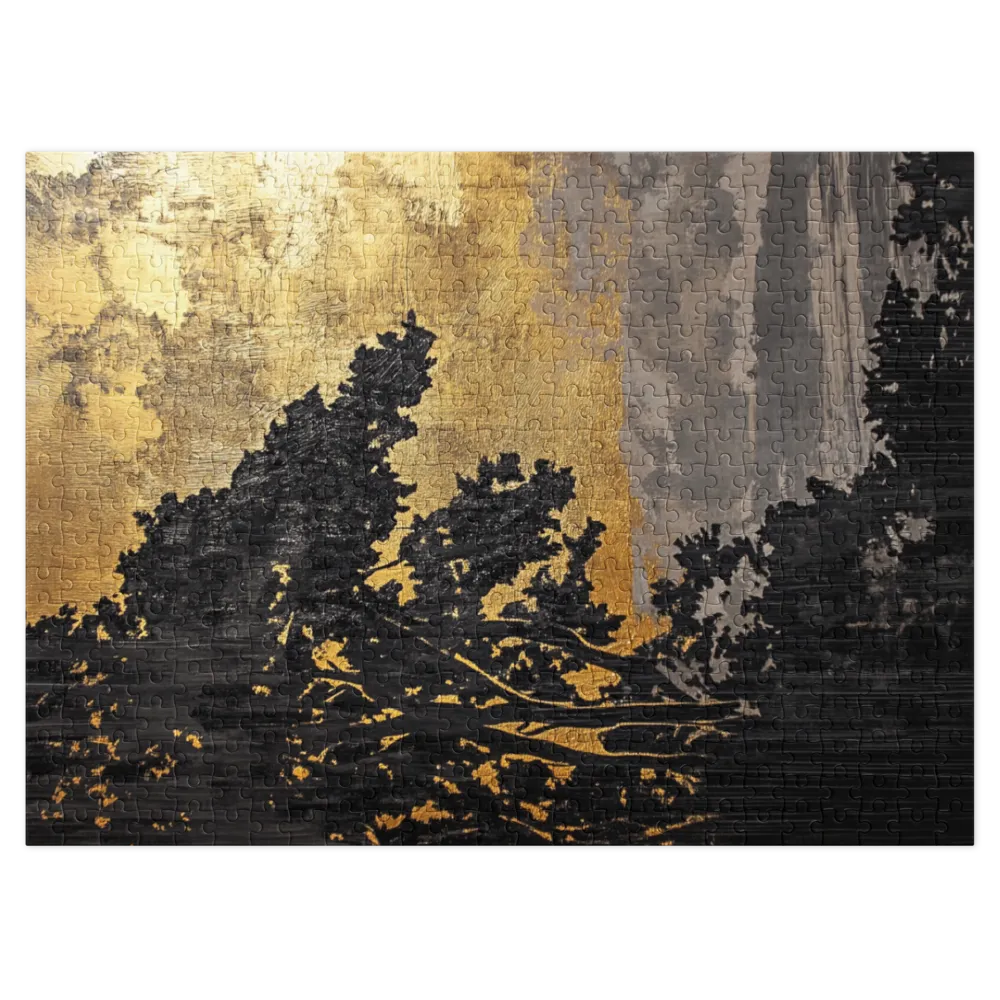 Gilded Forest Silhouette 
 Jigsaw Puzzle in Tin Box