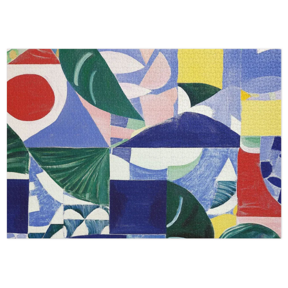 Abstract Geometric Painting with Leaves | Jigsaw Puzzle (252/520 pieces)
