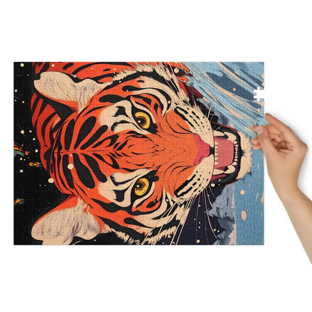Tigre Rugindo Neo-Ukiyo-e 
 Puzzle em caixa de metal