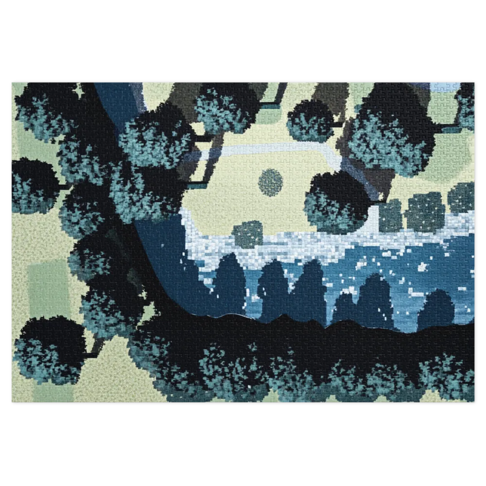 Riverside Pixel Tapestry 
 Jigsaw Puzzle in Tin Box