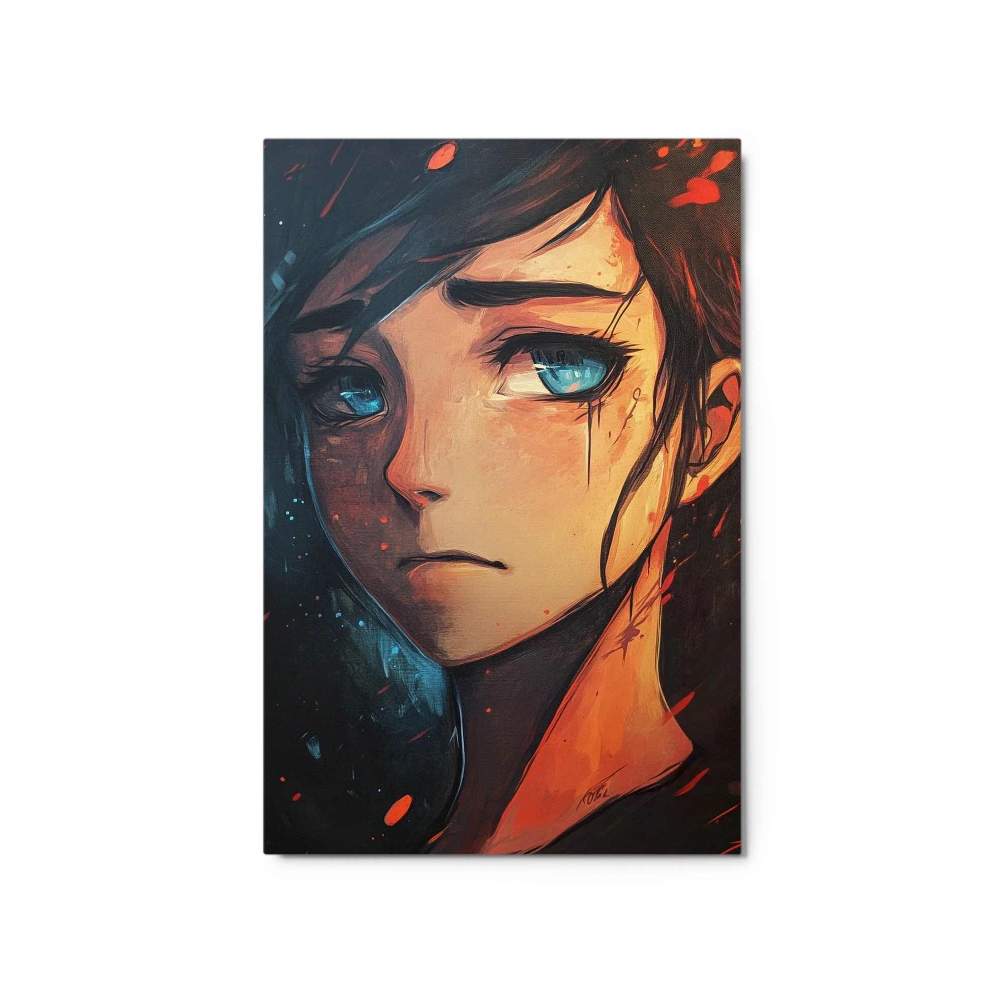Somber Female Portrait with Blue Eyes