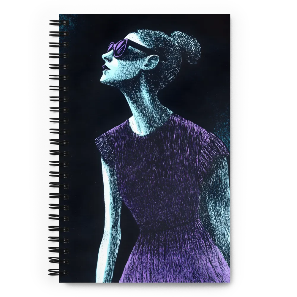 Violet-Cyan Hatch Portrait 
 Spiral Notebook | 140 pages