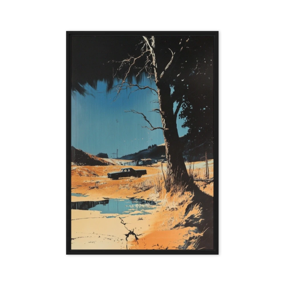 Surreal Landscape with Tree and Vintage Car