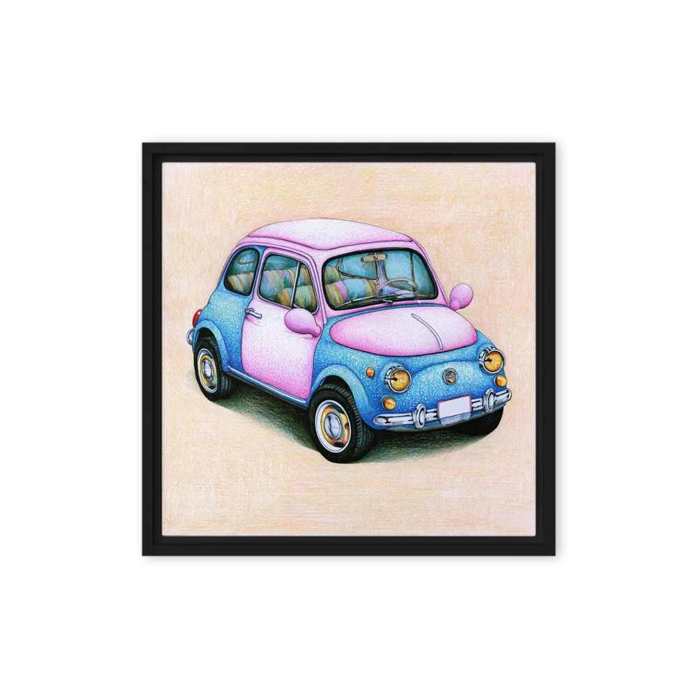 Retro Pink and Blue Car | Art Print