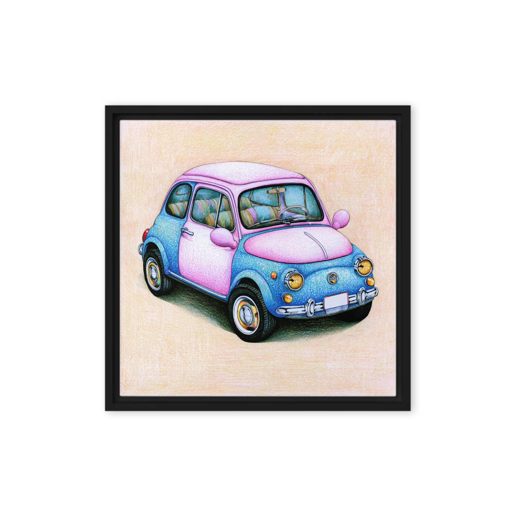 Retro Pink and Blue Car