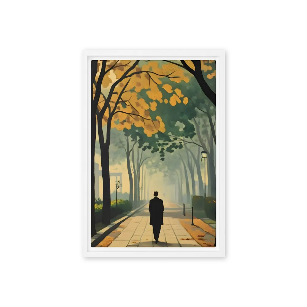Solitary Stroll in Autumn 
 Canvas with White Frame