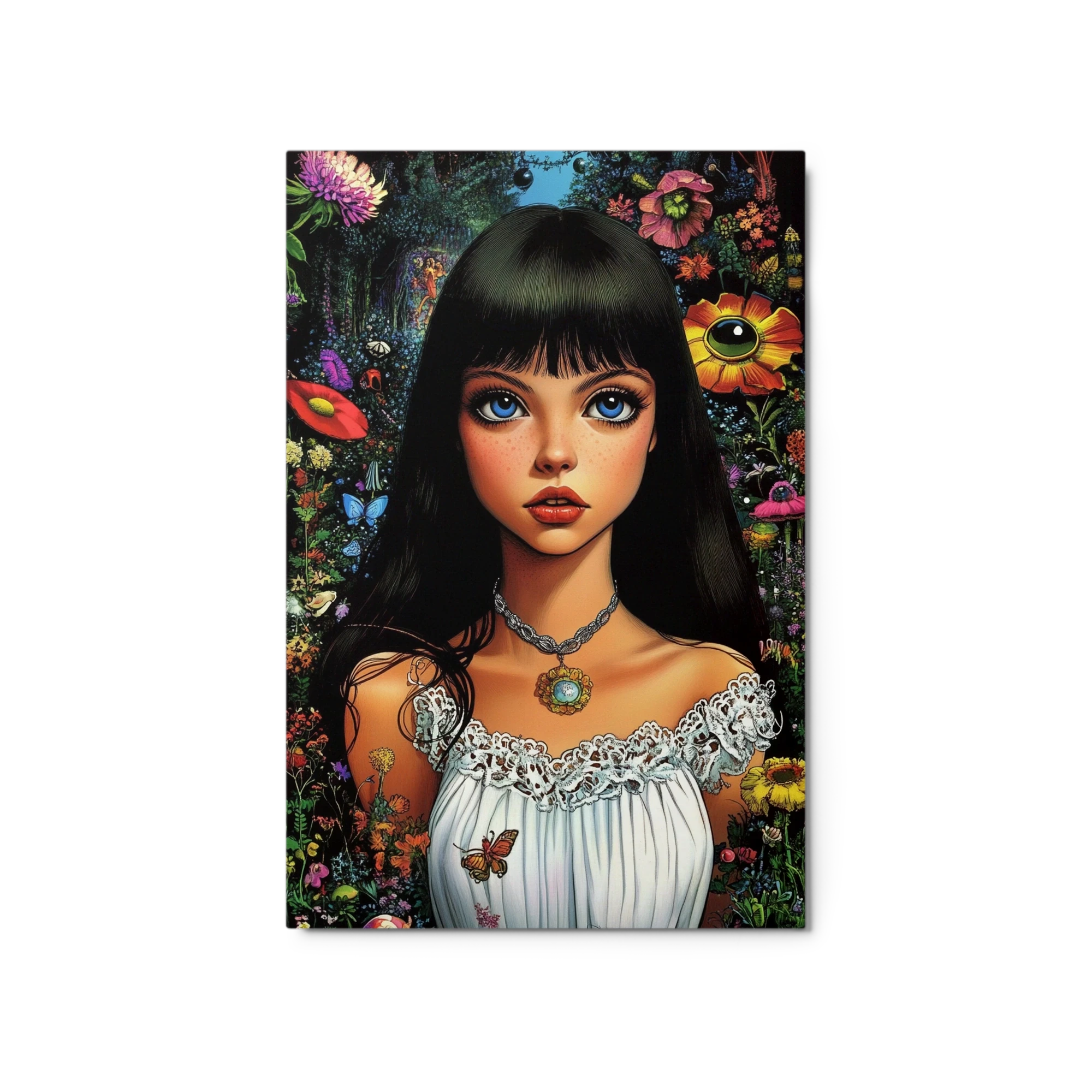 Young Girl with Floral Background
