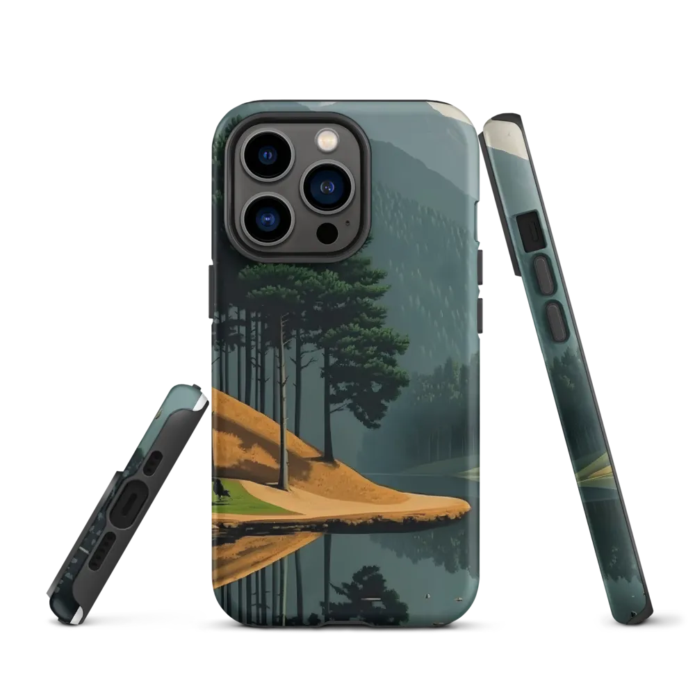 Serene Landscape with Lake and Pines | Phone Case