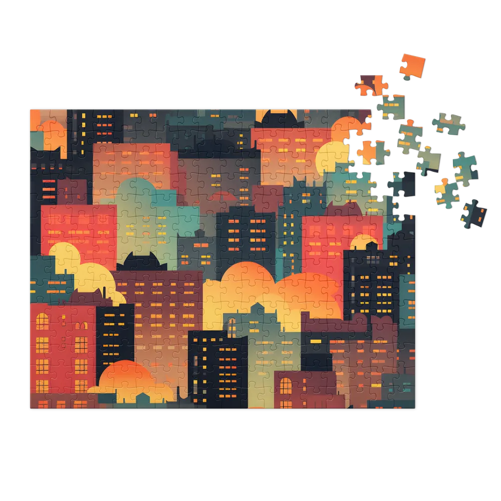 Colorful Cityscape at Sunset