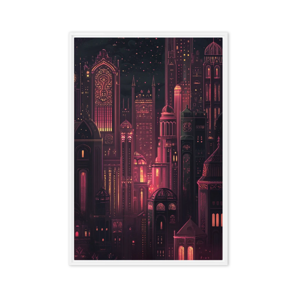 Neo-Gothic City at Night | Art Print