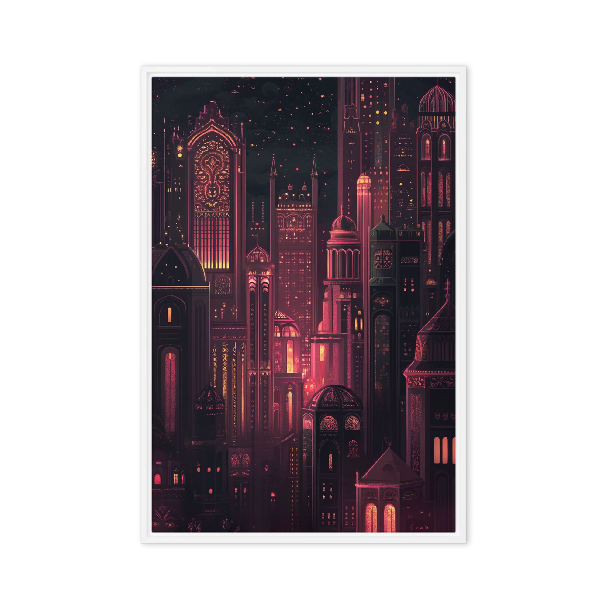 Neo-Gothic City at Night | Art Print