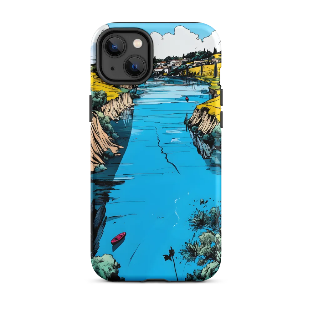 Serene River Landscape Illustration | Phone Case