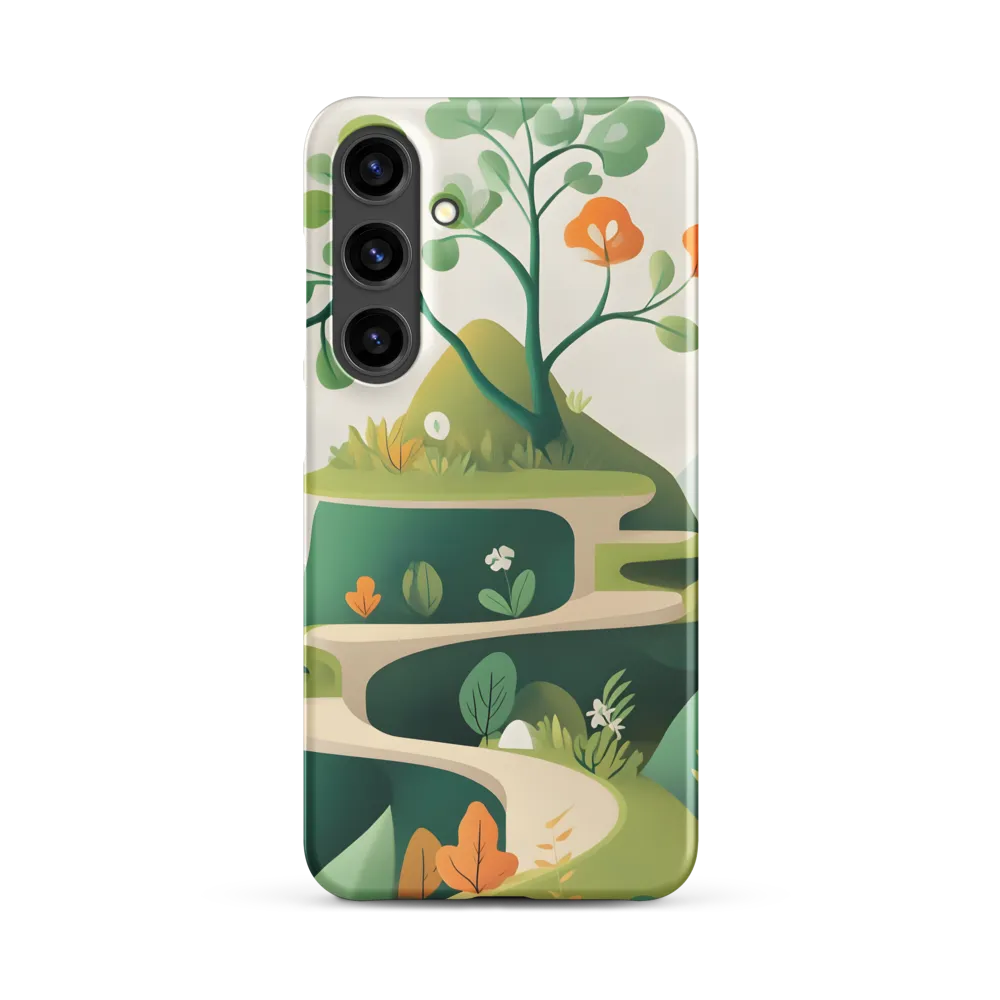 Stylized Mountain Landscape with Tree | Phone Case