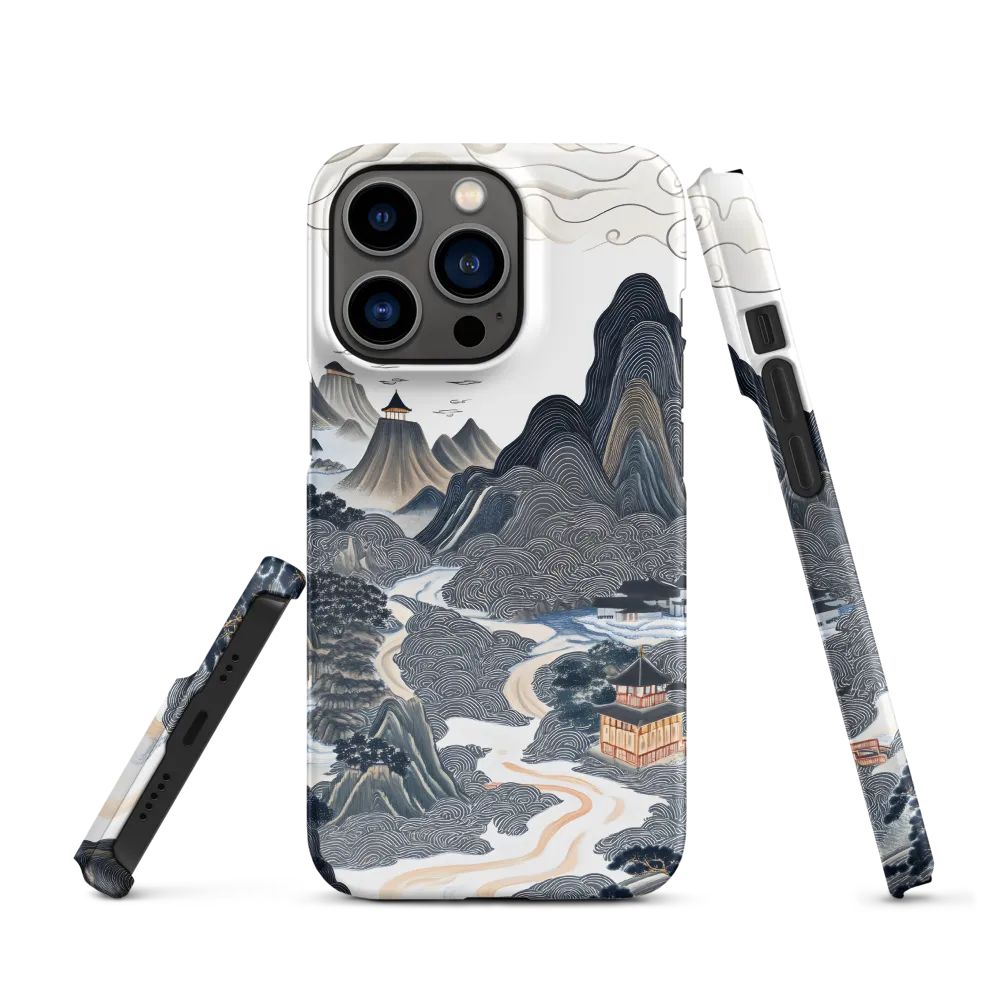 Traditional Asian Landscape with Mountains and Temple | Phone Case