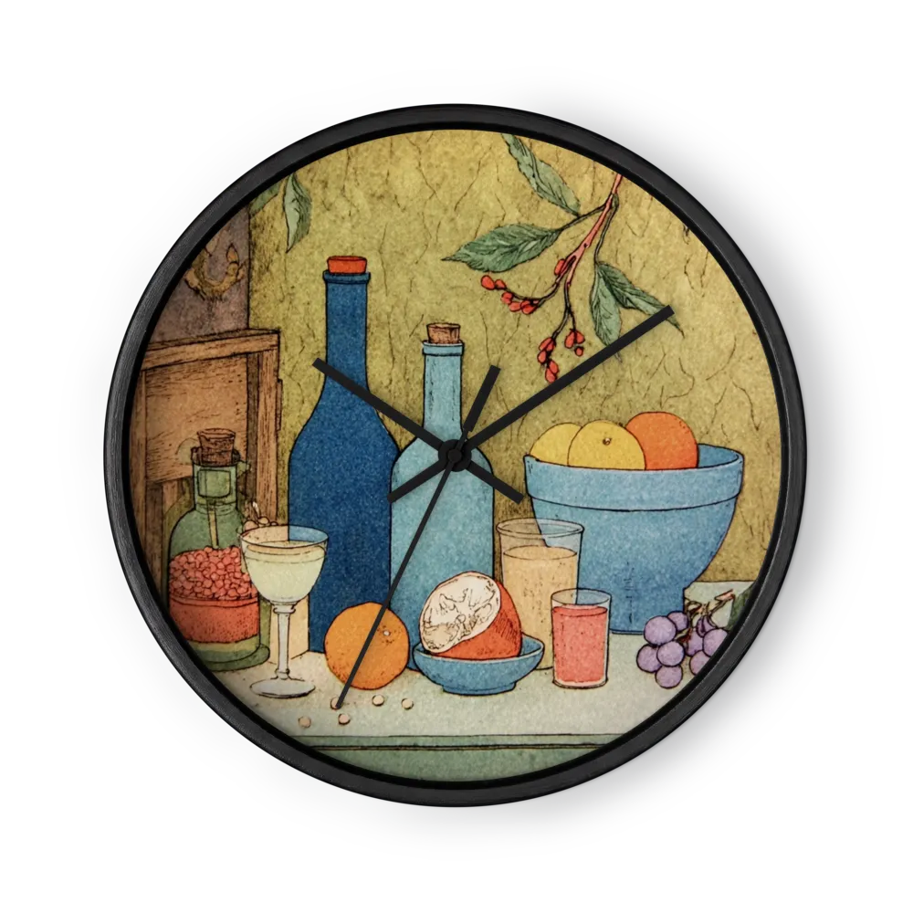 Still Life with Blue Bottles and Citrus | Wall Clock