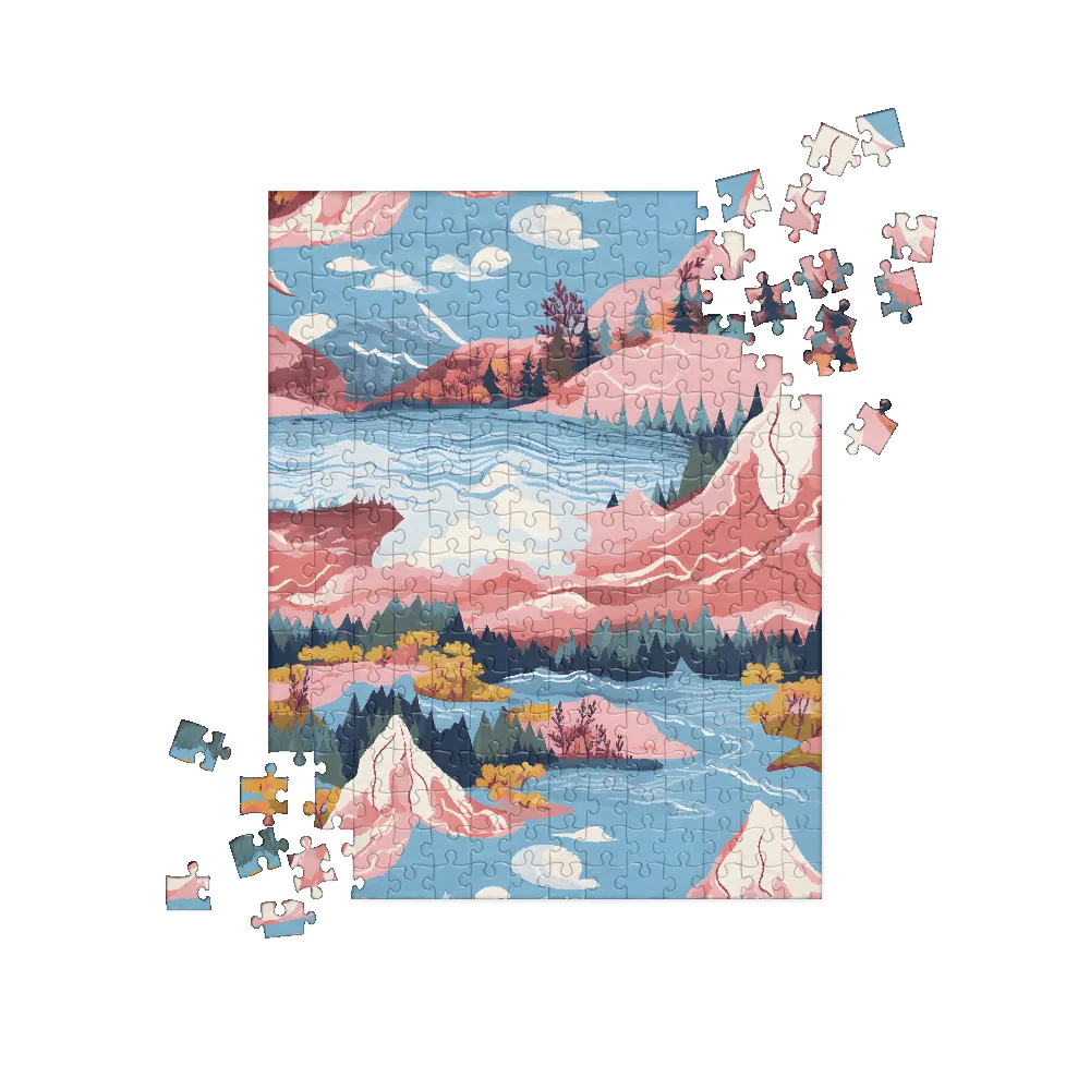 Fantastical Mountain Lake 
 Jigsaw Puzzle in Tin Box