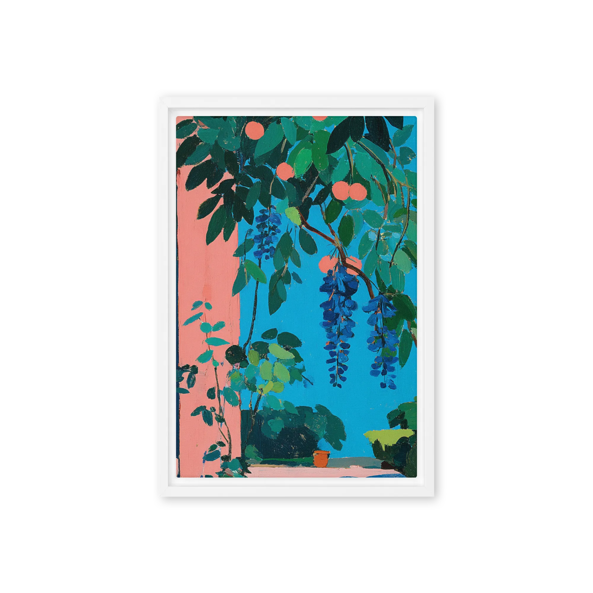 Wisteria in the Courtyard 
 Canvas with White Frame