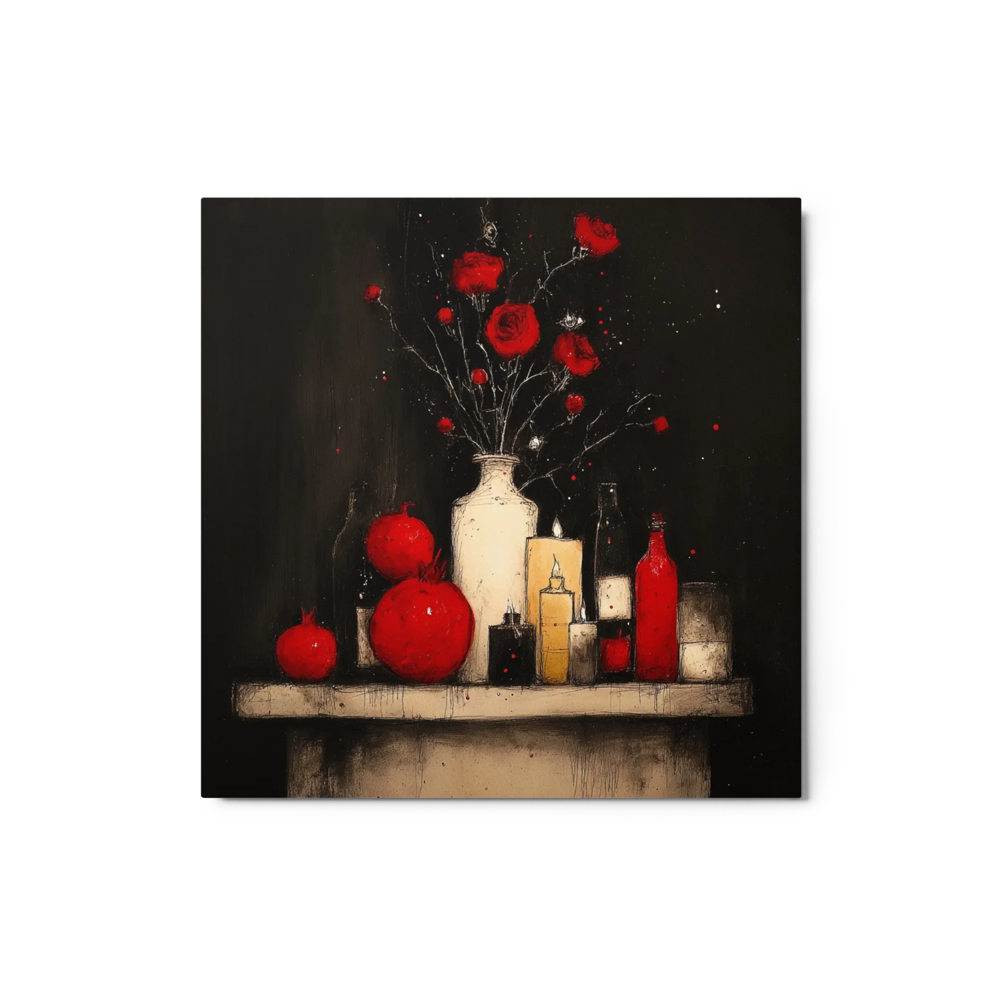 Pomegranates and Red Roses