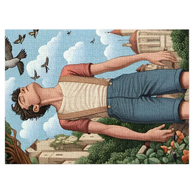 Young Boy in Vibrant Landscape | Jigsaw Puzzle (252/520 pieces)