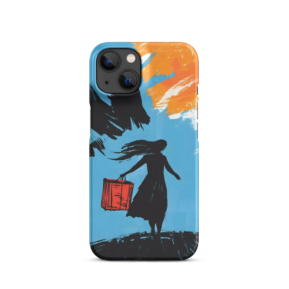 Silhouette of a Woman with Suitcase | Phone Case