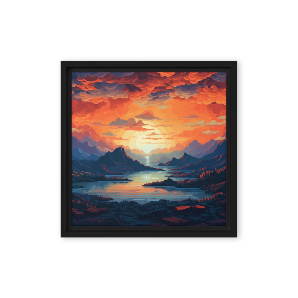 Fiery Sunset Over Mountains | Art Print