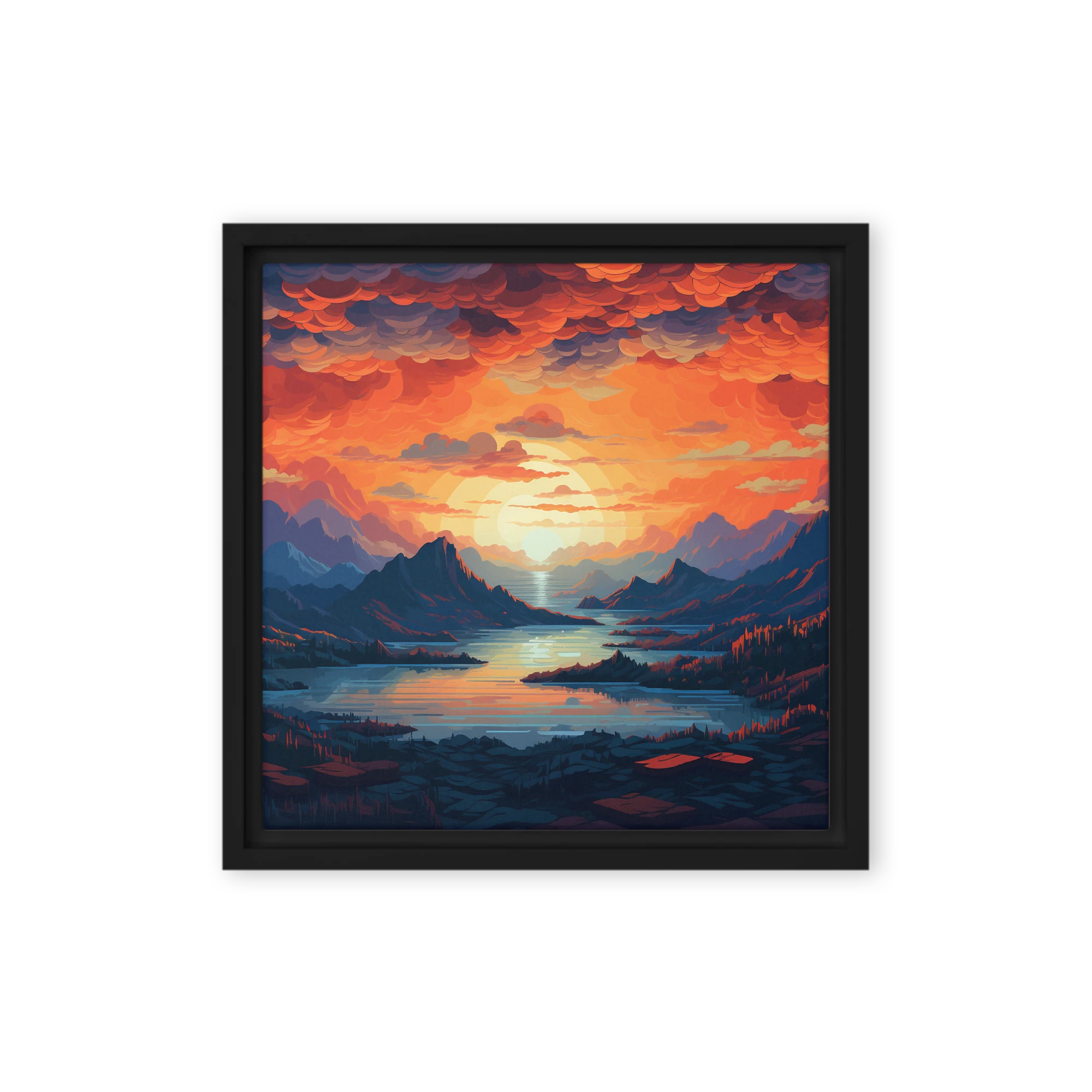Fiery Sunset Over Mountains | Art Print