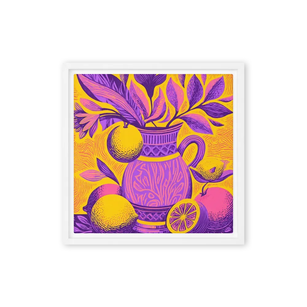 Citrus and Violet Still Life 
 Canvas | 26″x 26″