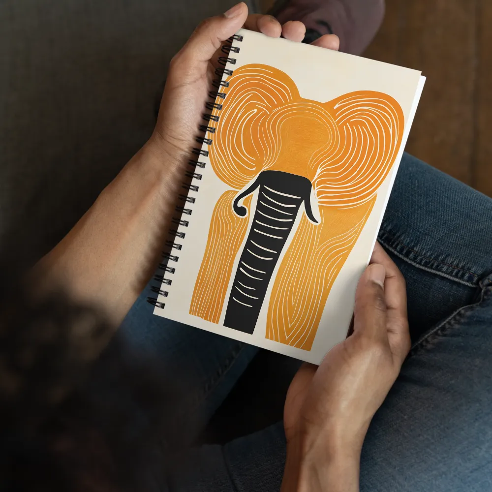 Stylized Elephant Linocut 
 Spiral Notebook | 140 pages